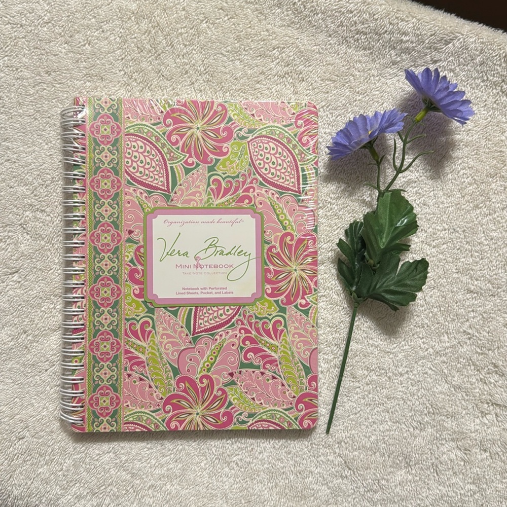 Vera Bradley Pinwheel Pink Mini Notebook w/ Labels Retired pattern NWT